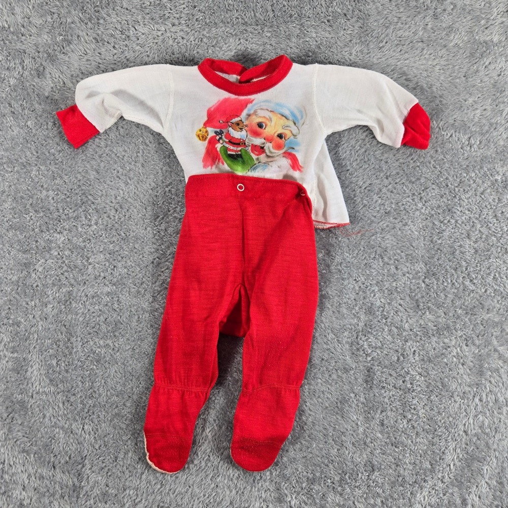 Vintage‎ Toddletime JCPenney Santa Claus Footed Sleeper Pajamas Red White 18lb
